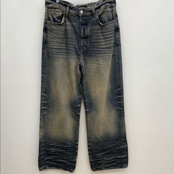 AMIRI Relaxed Fit Blue and Tan Jeans - Picture 1 of 16